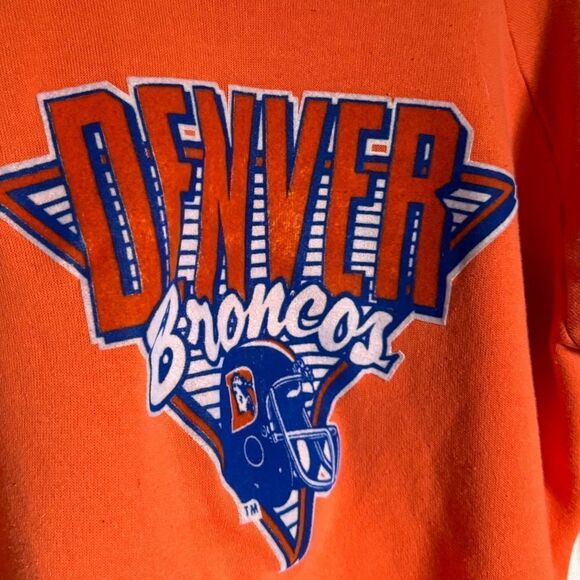 Vintage 80s Denver Broncos Sweater Sz Medium Orange - Picture 2 of 5
